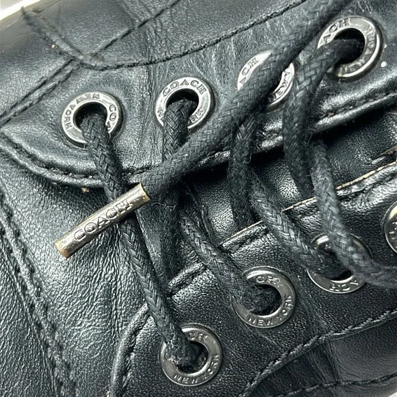 COACH Mens Shoes PERKINS TRAINER SNEAKER black leather Size 7. - Picture 8 of 14